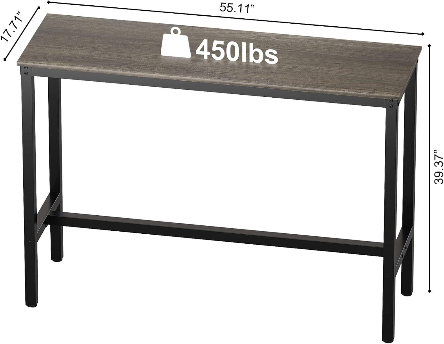 Black Oak Rectangular Bar Height Table with Metal Frame