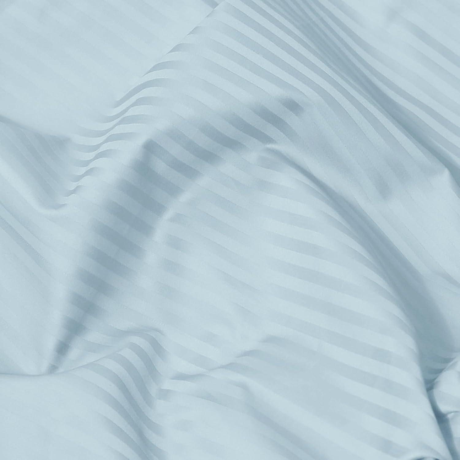 Feather & Stitch 500 TC Queen Size Damask Bed Sheet Set, 100% Cotton Soft Breathable Bedsheets, 4 Piece 18" Deep Pockets Sateen Weave Striped Bedding Mattress Resort Hotel Luxury- (Solid White, Queen)