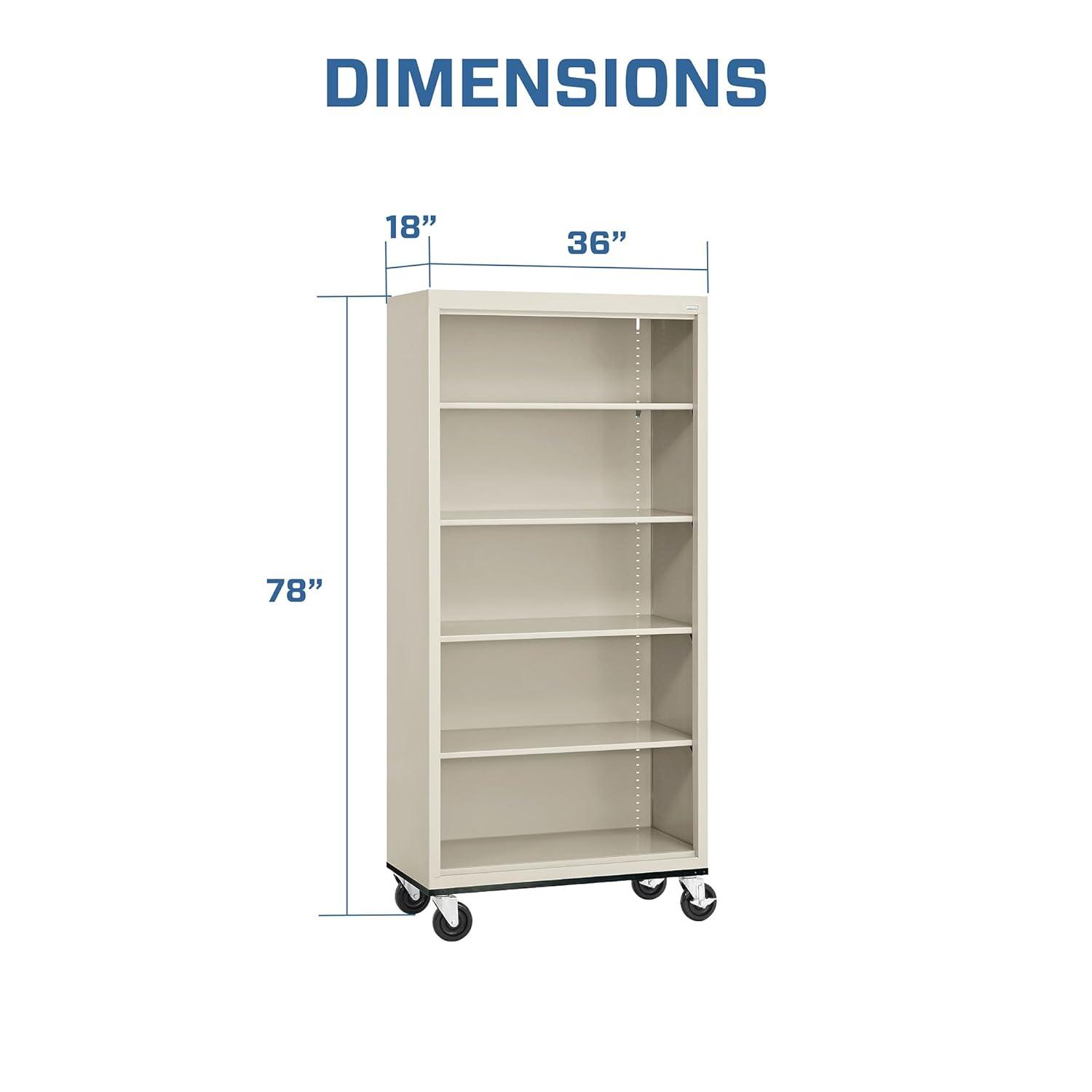 Sandusky Lee 36" W x 18" D x 78" H Steel Mobile Bookcase with 4 Adjustable Shelves by Sandusky