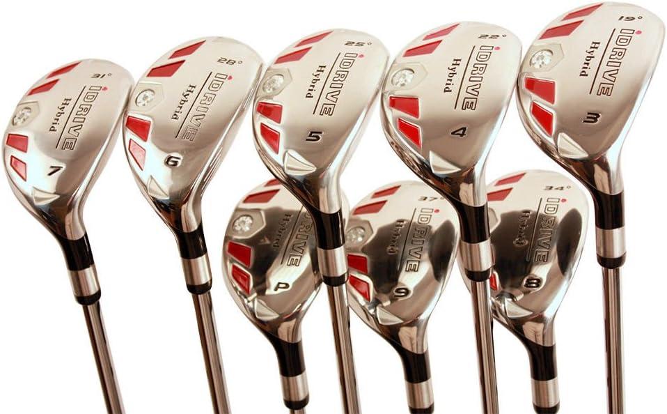 iDrive Hybrids Senior Men’s Golf All Complete Full Set, which Includes: #3, 4, 5, 6, 7, 8, 9, PW Senior Flex with Premium Men's Arthritic Golf Grip Right Handed Clubs