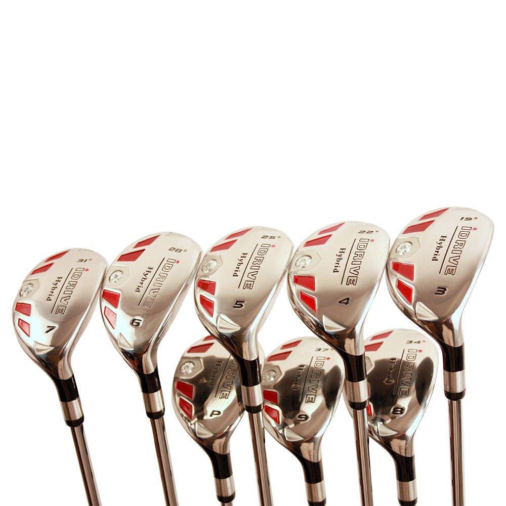 iDrive Hybrids Senior Men’s Golf All Complete Full Set, which Includes: #3, 4, 5, 6, 7, 8, 9, PW Senior Flex with Premium Men's Arthritic Golf Grip Right Handed Clubs