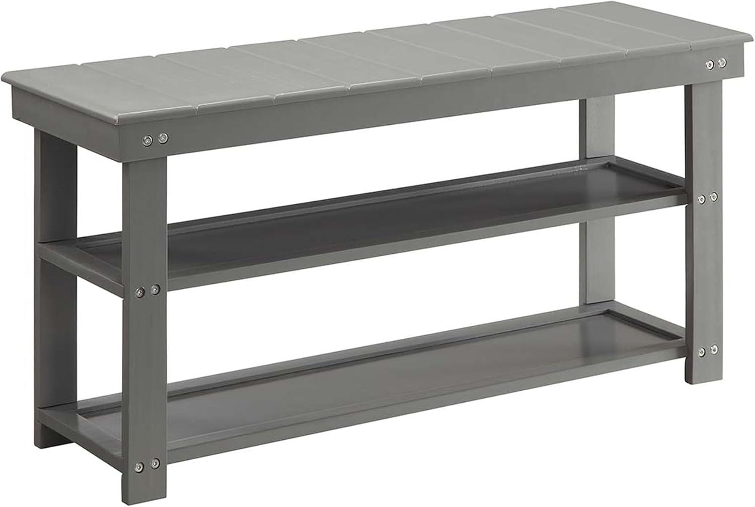 Convenience Concepts Oxford Utility Mudroom Entryway Bench in Gray Wood Finish
