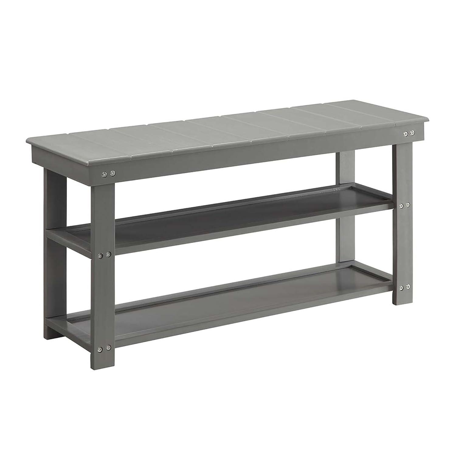 Convenience Concepts Oxford Utility Mudroom Entryway Bench in Gray Wood Finish