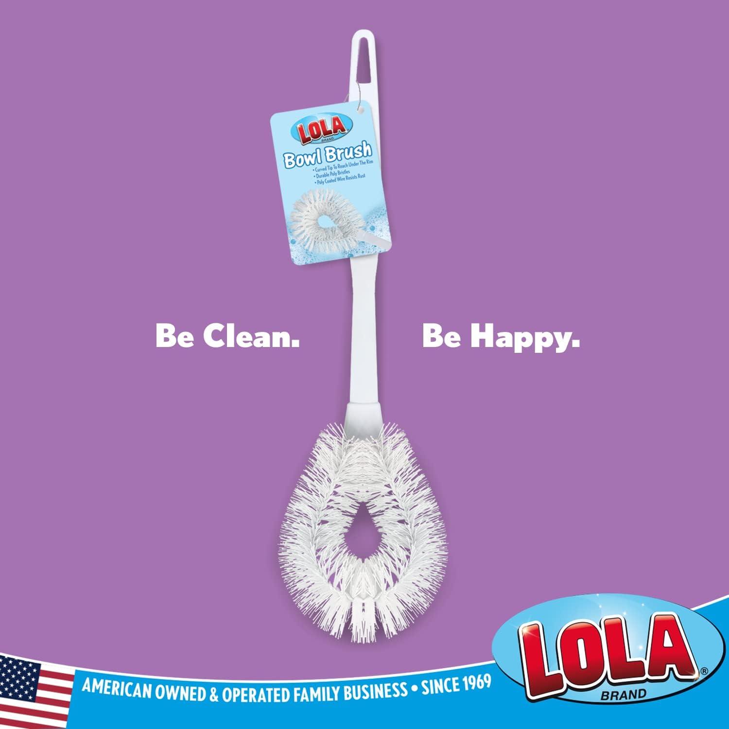 LOLA Toilet Bowl Brush W/ Curved Head, Durable Poly Fiber Bristles - 1 Count