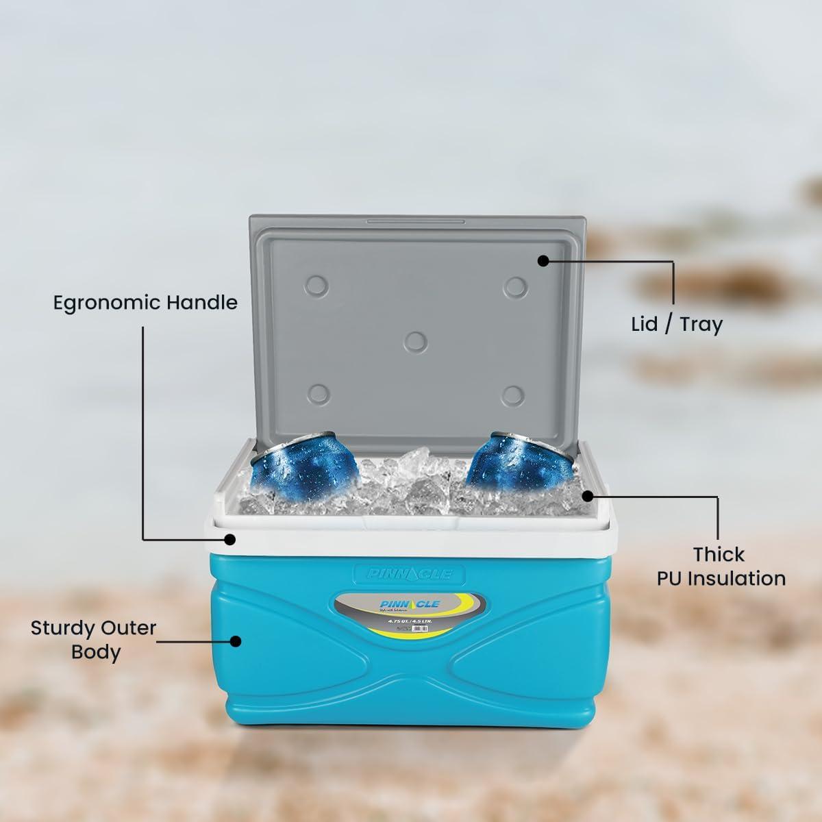 Pinnacle Thermoware 4.5 Liter Hard Portable Cooler Picnic Camping Outdoor Coolbox, Sky Blue