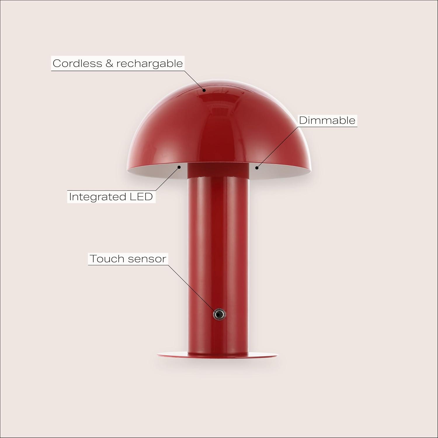 JONATHAN Y Boletus 10.75" Contemporary Bohemian Rechargeable/Cordless Iron Integrated Portable LED Mushroom Table Lamp, Navy, JYL7115E