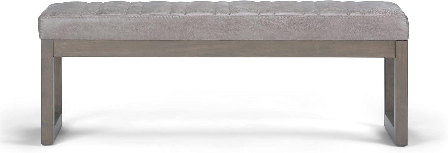 Casey Distressed Grey Taupe Faux Leather Ottoman Bench