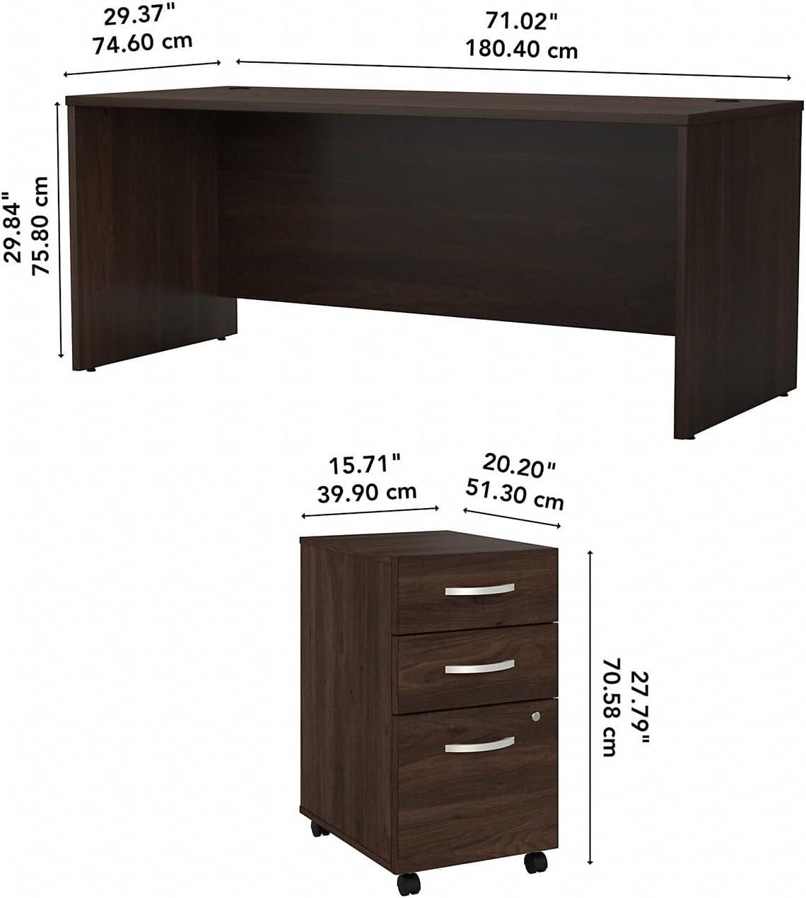 Studio C Executive Office Desk with Mobile File Cabinet