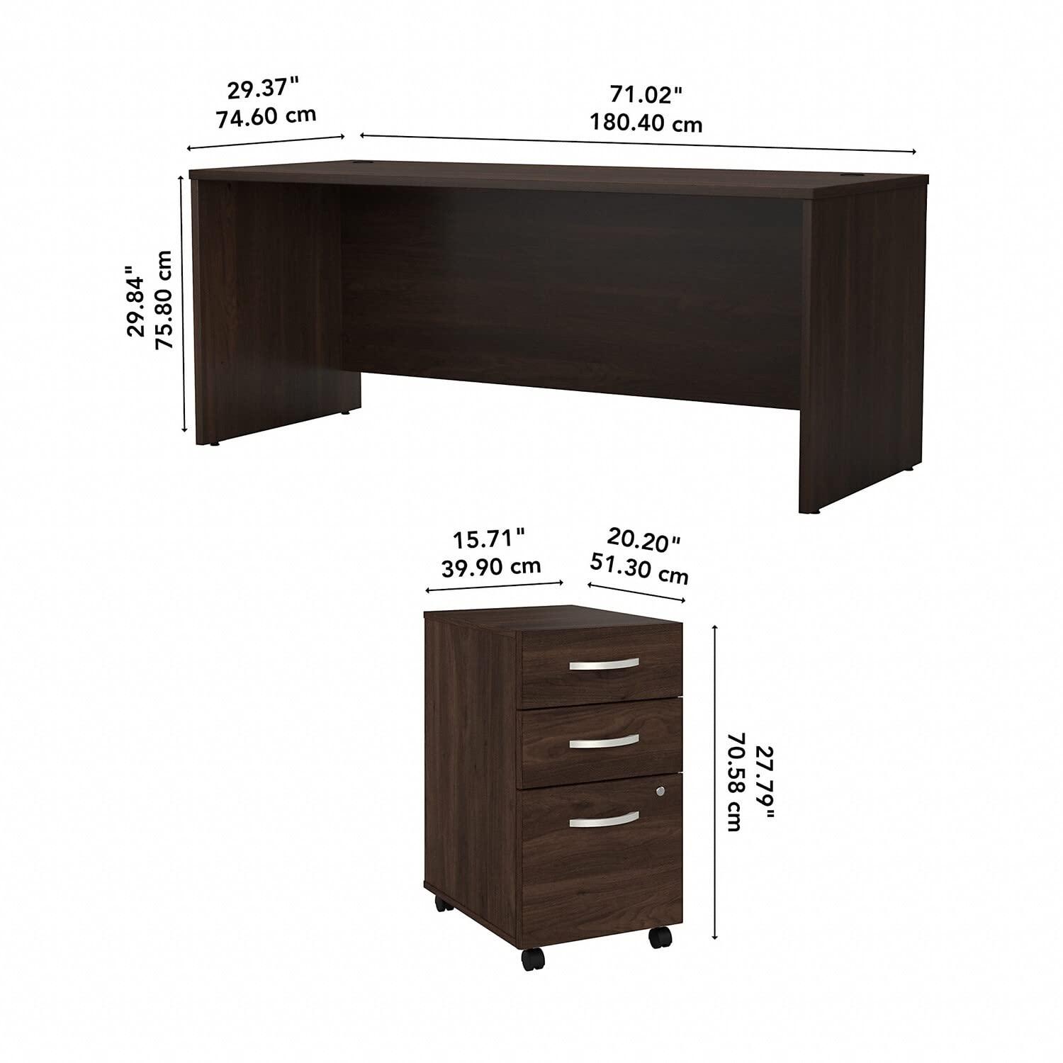 Studio C Executive Office Desk with Mobile File Cabinet