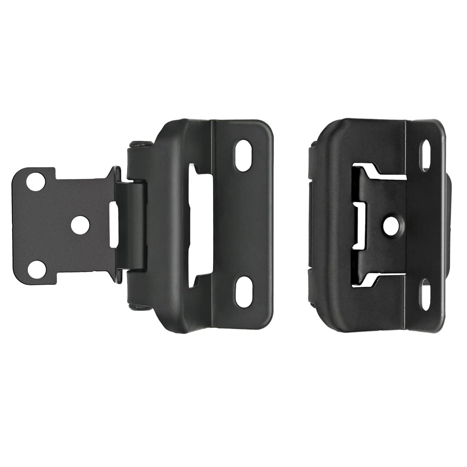 50 Pack 25 Pairs Semi-Overlay 1/2 inch Self-Closing Face Frame Cabinet Hinges Matte Black Half Wrap-Around Kitchen Cabinet Door Hinges Face Mount Cabinet Hardware Matte Black Matte Black