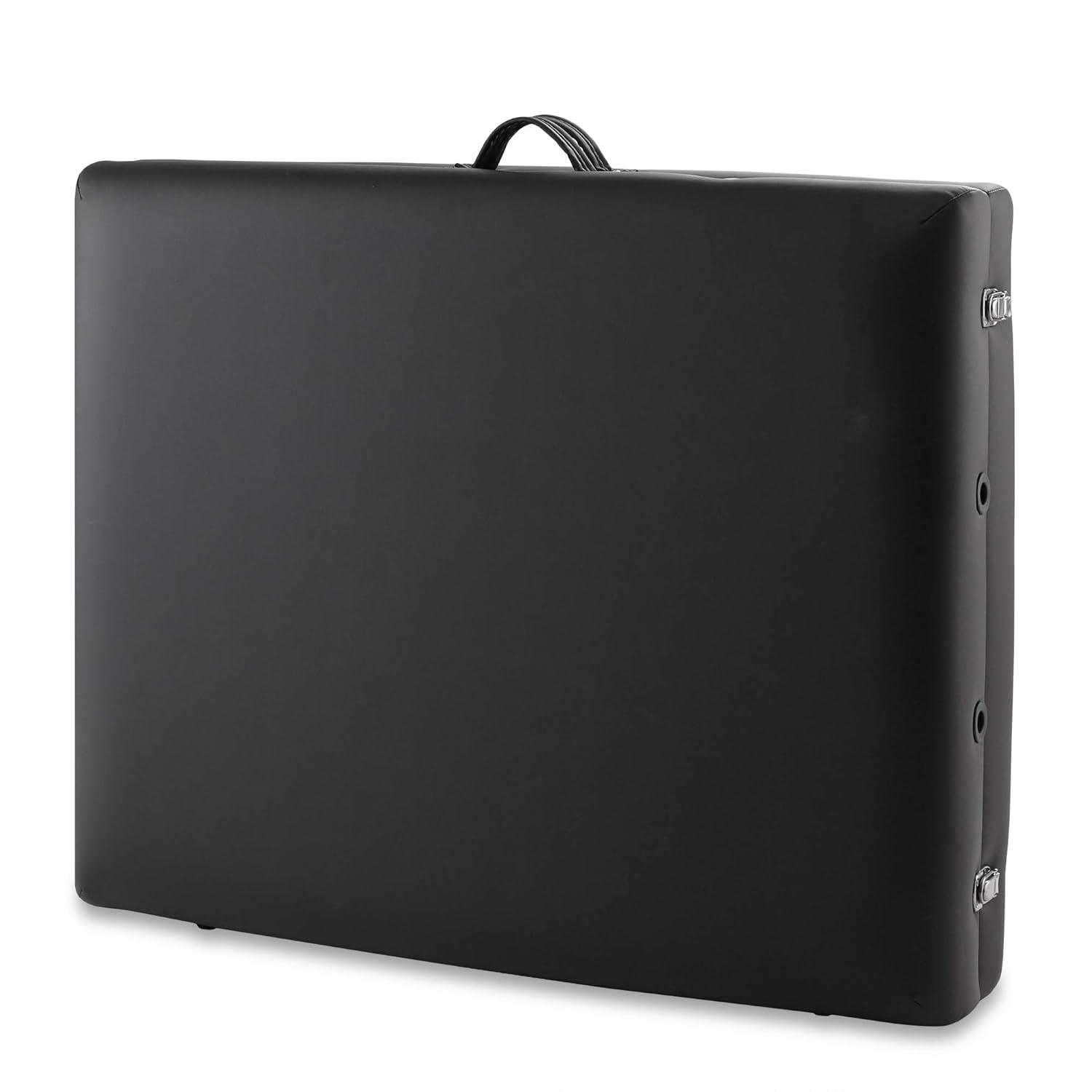 Saloniture Professional Portable Lightweight Bi-Fold Massage Table with Reiki Panels - Black