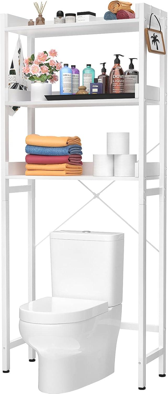 Lorelia Over The Toilet Storage Shelf 3-Tier Bathroom Shelves Over Toilet Shelves White