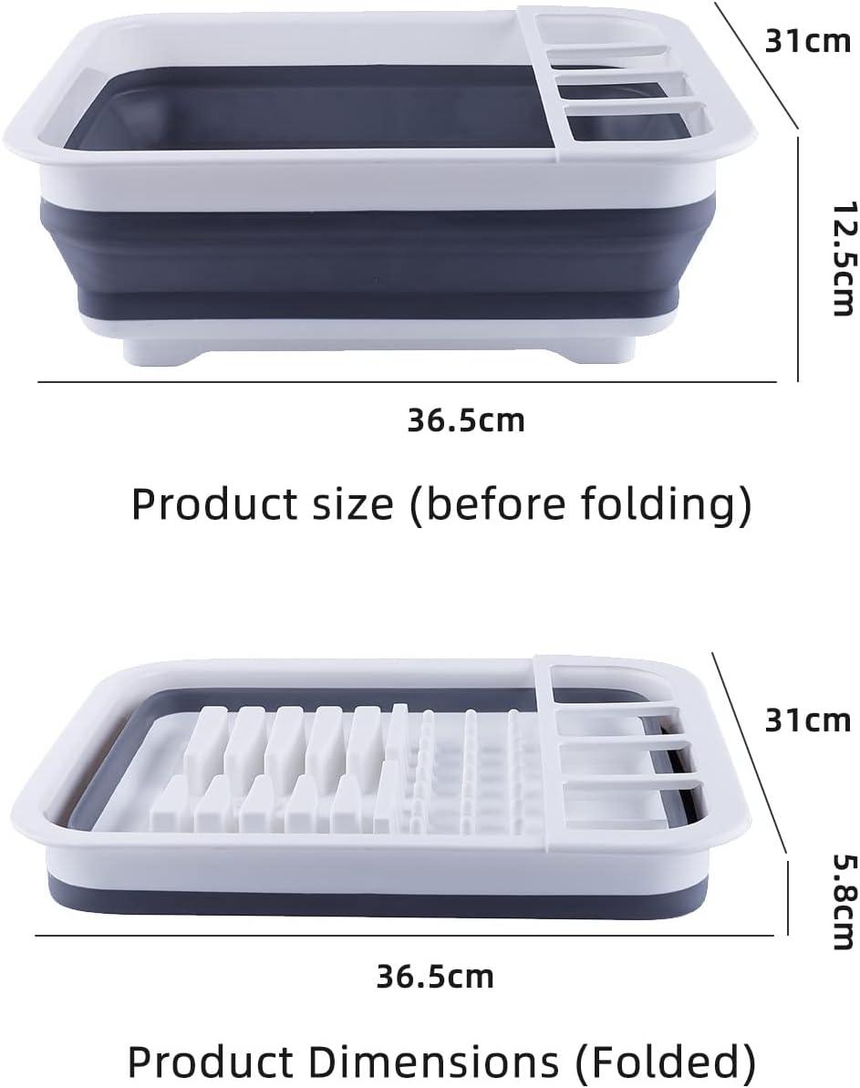 THANSTAR Collapsible Dish Drainer Portable Dinnerware Drainer Organizer for Kitchen RV Campers Travel Trailer Space Saving Kitchen Storage Tray