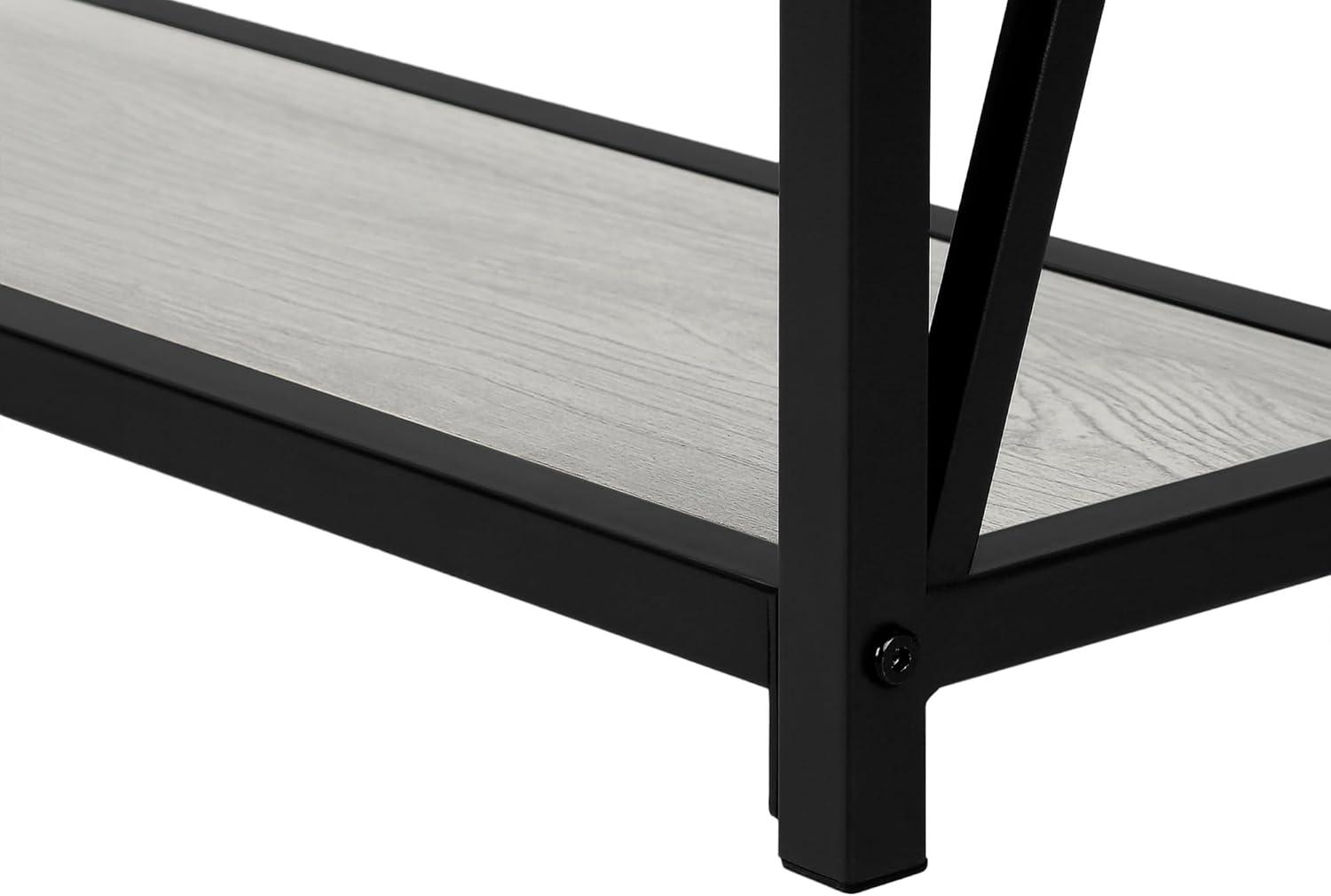 48 in. Hall Console Accent Table, Grey - Black Metal Finish