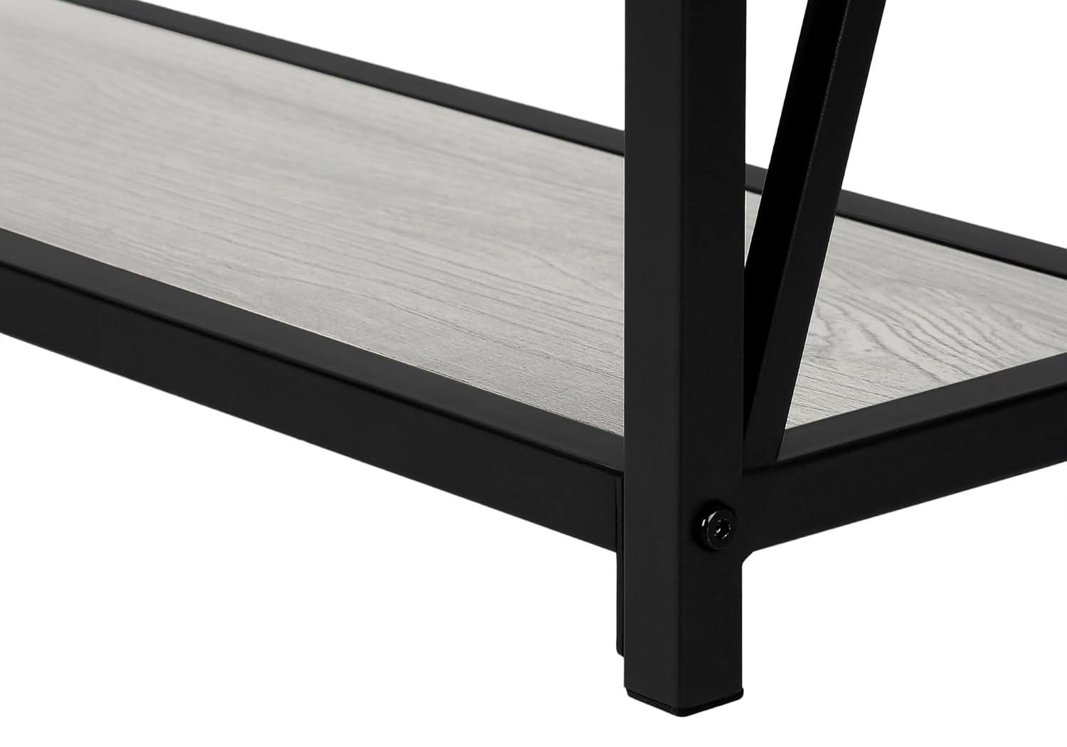 Monarch Specialties Accent Table Console Entryway Narrow Sofa Living Room Bedroom Grey Laminate Black Metal Contemporary Modern