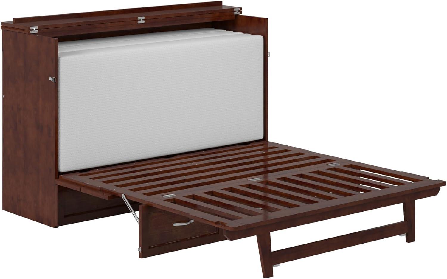 Queen Northfield Murphy Bed Chest Walnut - AFI: Hardwood Frame, Built-In USB Ports & Storage Drawer