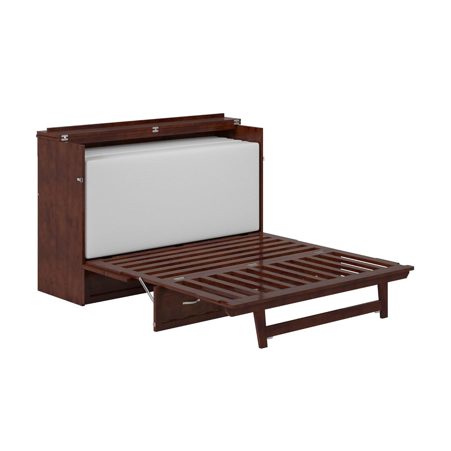 Queen Northfield Murphy Bed Chest Walnut - AFI: Hardwood Frame, Built-In USB Ports & Storage Drawer