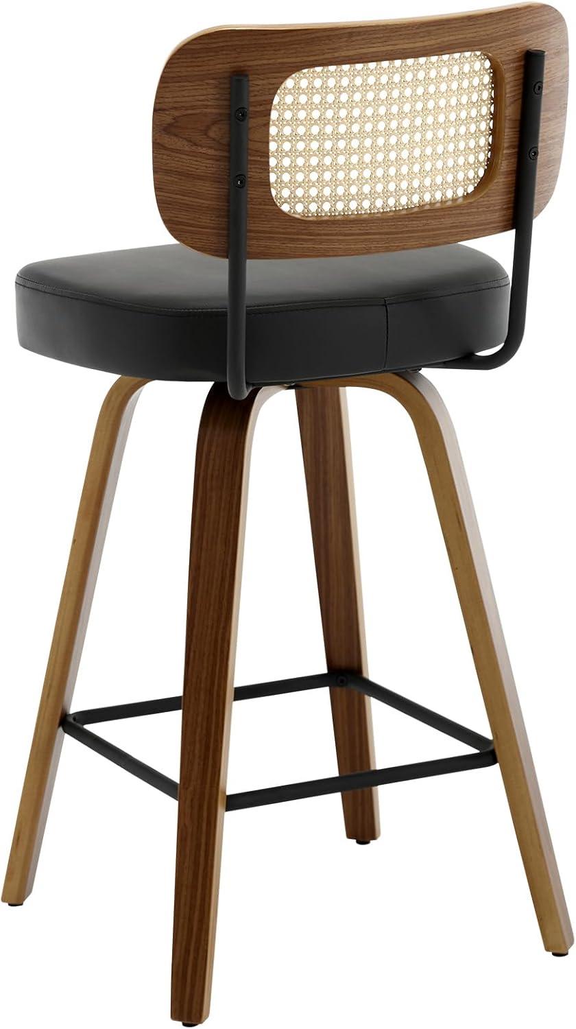 Adianey Swivel Upholstered Rattan Back Counter & Bar Stool (Set of 3)