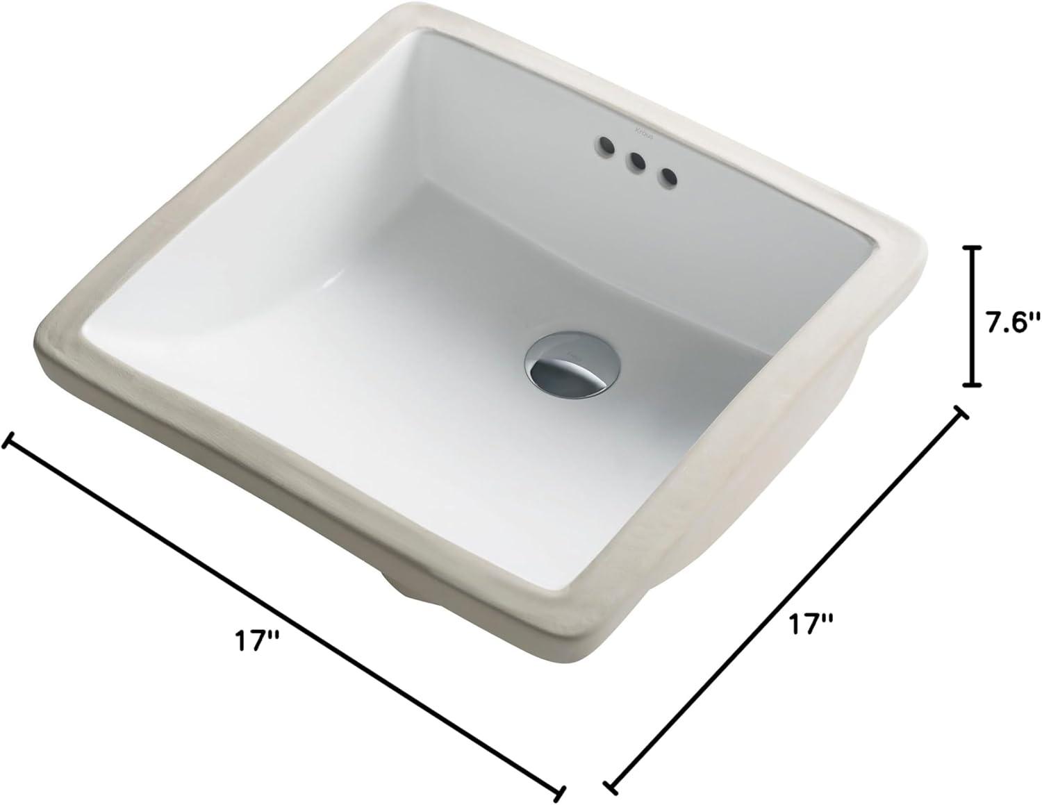 Elavo Ceramic Square Undermount Bathroom Sink with Overflow