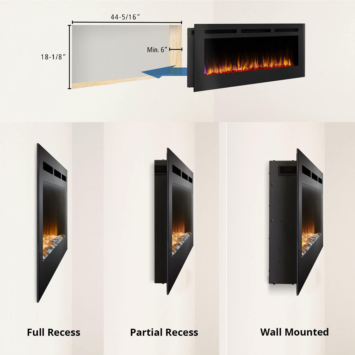 SimpliFire Allusion 60.25" W x 20.25" H x 5.6" D Wall Mount Electric Fireplace - Black, SF-ALL60-BK