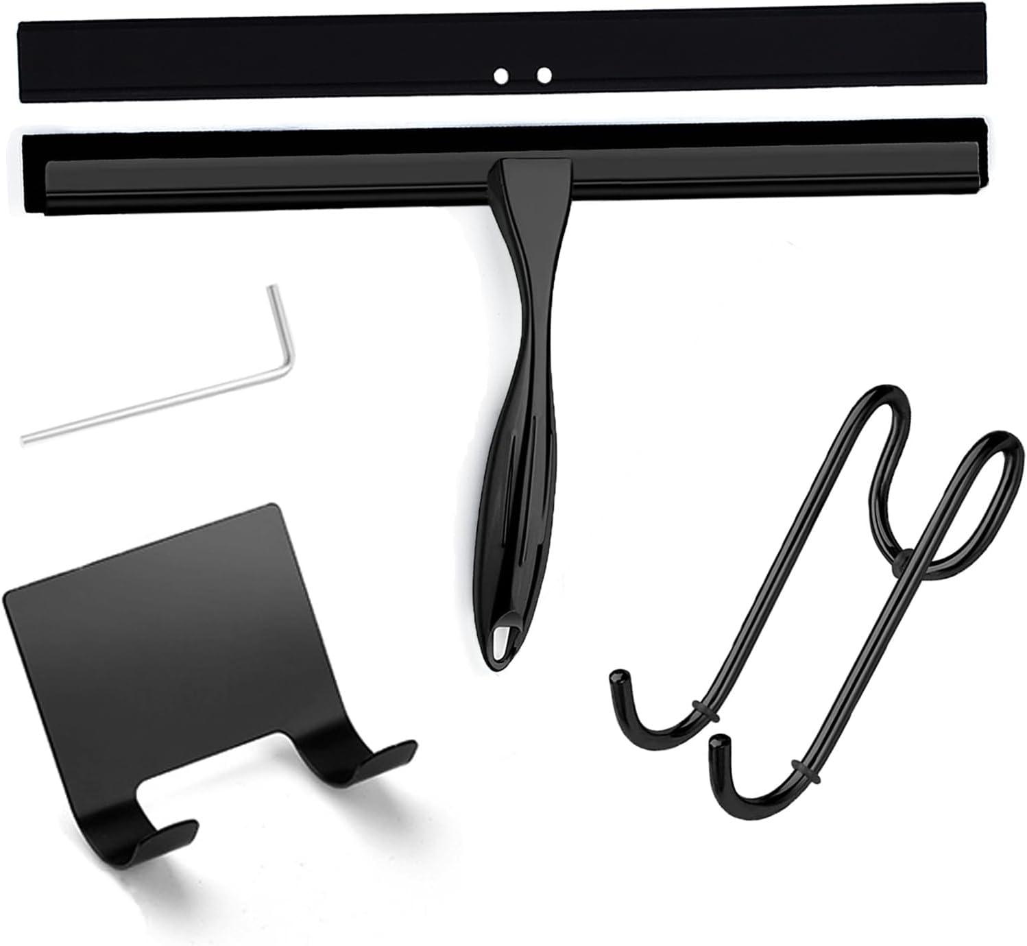 14'' Shower Squeegee, TOOVEM Squeegee for Shower Glass Door for Glass Doors, Windows, Bathroom, Car Windshield, Black