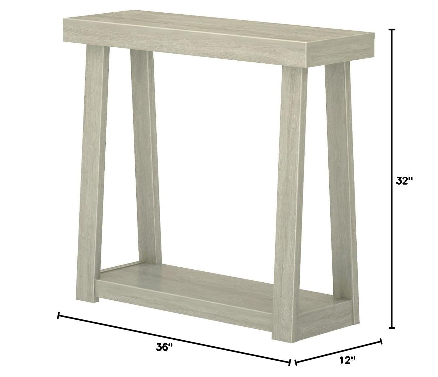 Plank+Beam 36” Solid Wood Console Table with Storage, Classic Farmhouse Style Sofa Table with Shelf, Narrow Entryway Table for Hallway, Seashell
