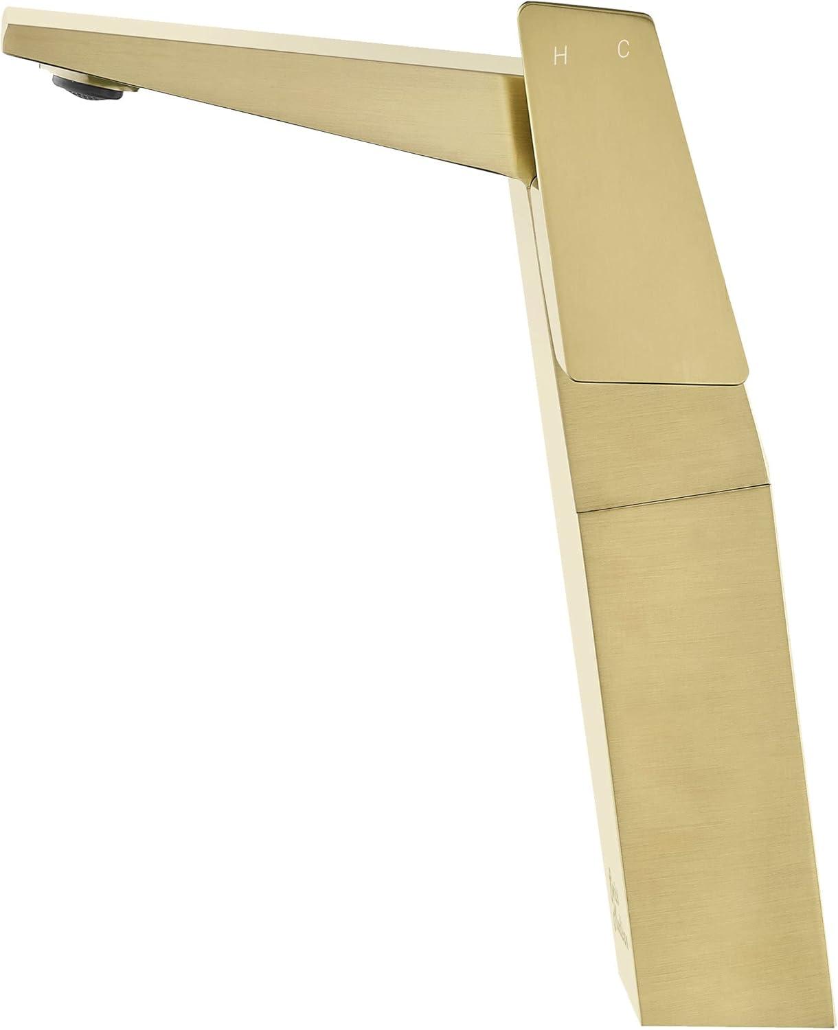 Carre Single Hole, Single-Handle, High Arc Bathroom Faucet in Brushed Gold