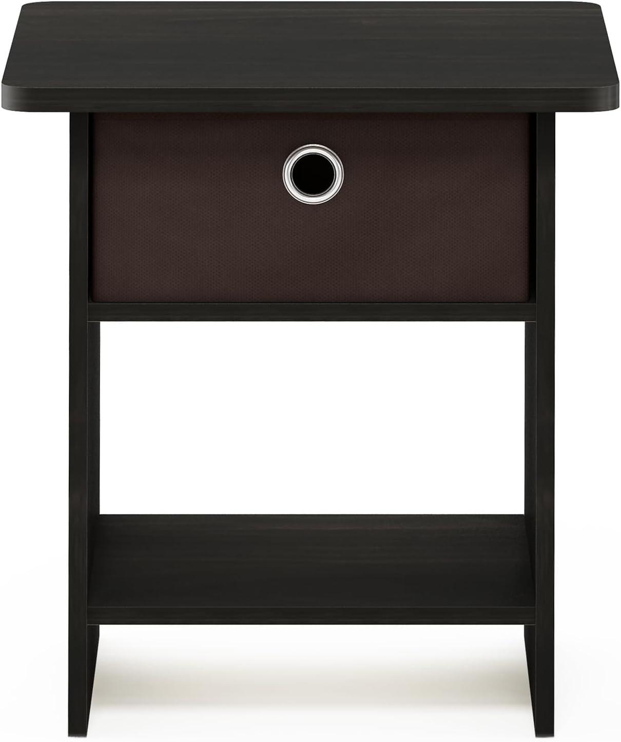 Espresso Brown Rectangular Wood End Table with Drawer