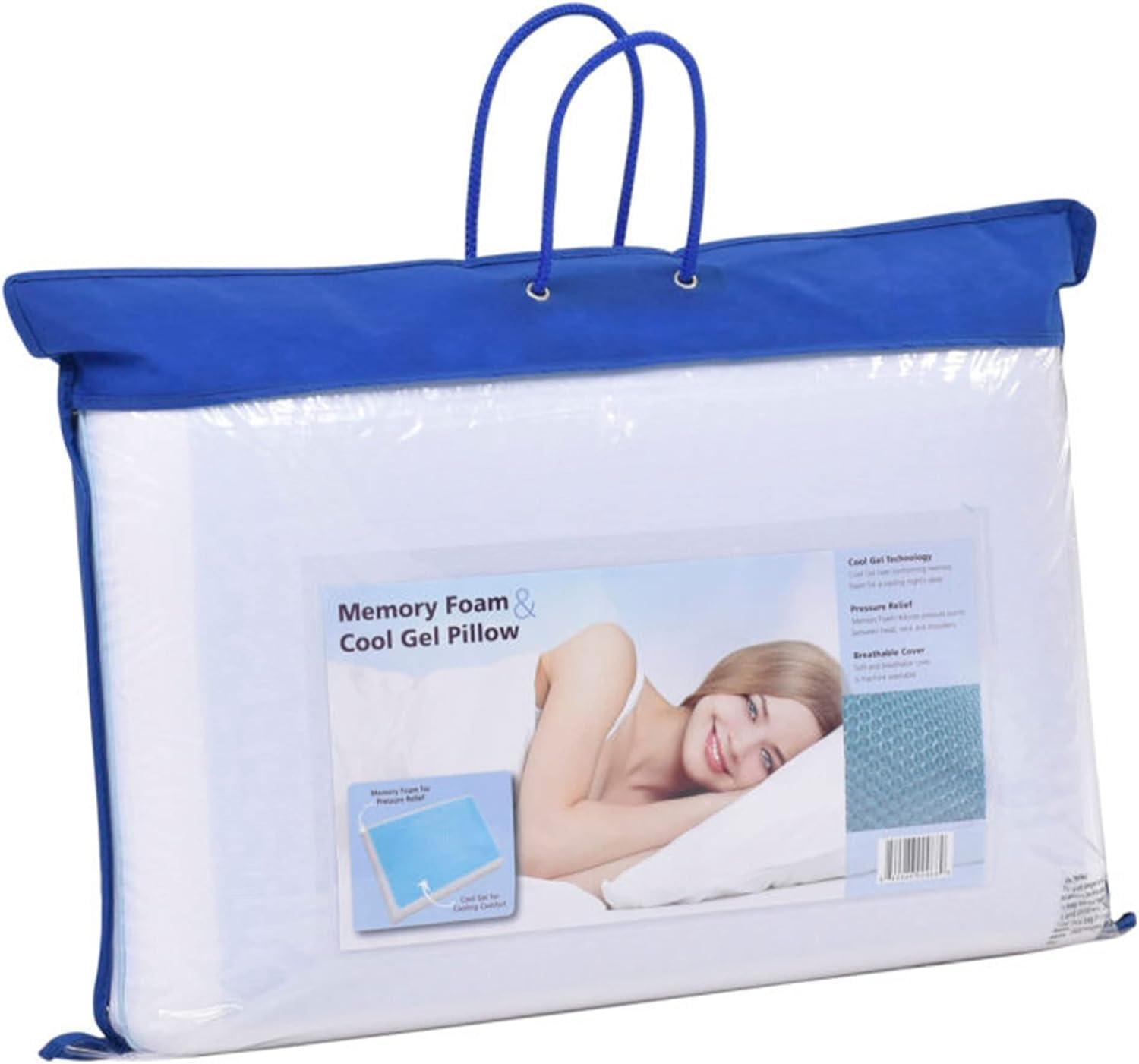 Standard White and Blue Memory Foam Cooling Gel Pillow