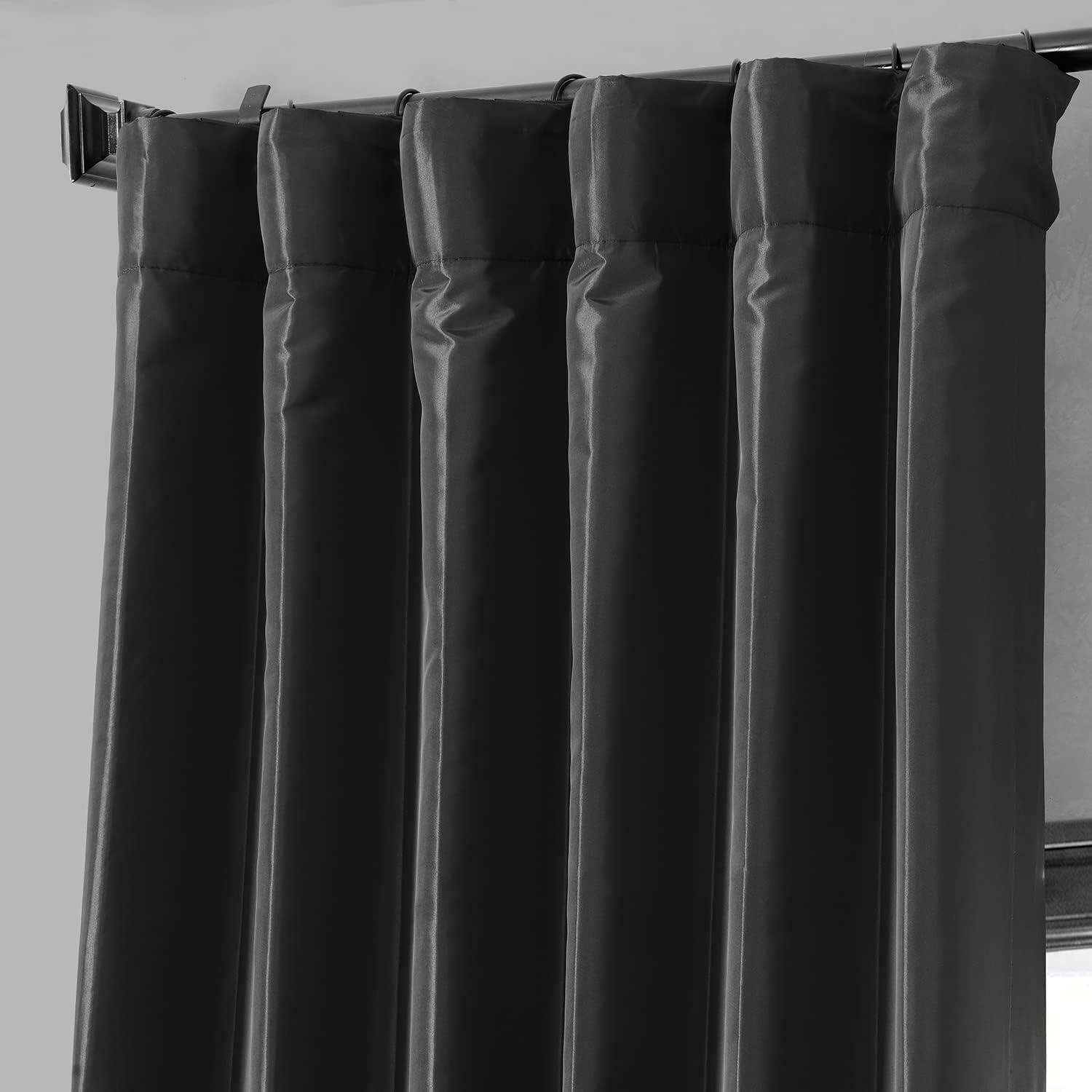 Platinum Blackout Faux Silk Taffeta Curtain (1 Panel), Platinum, 50W X 84L