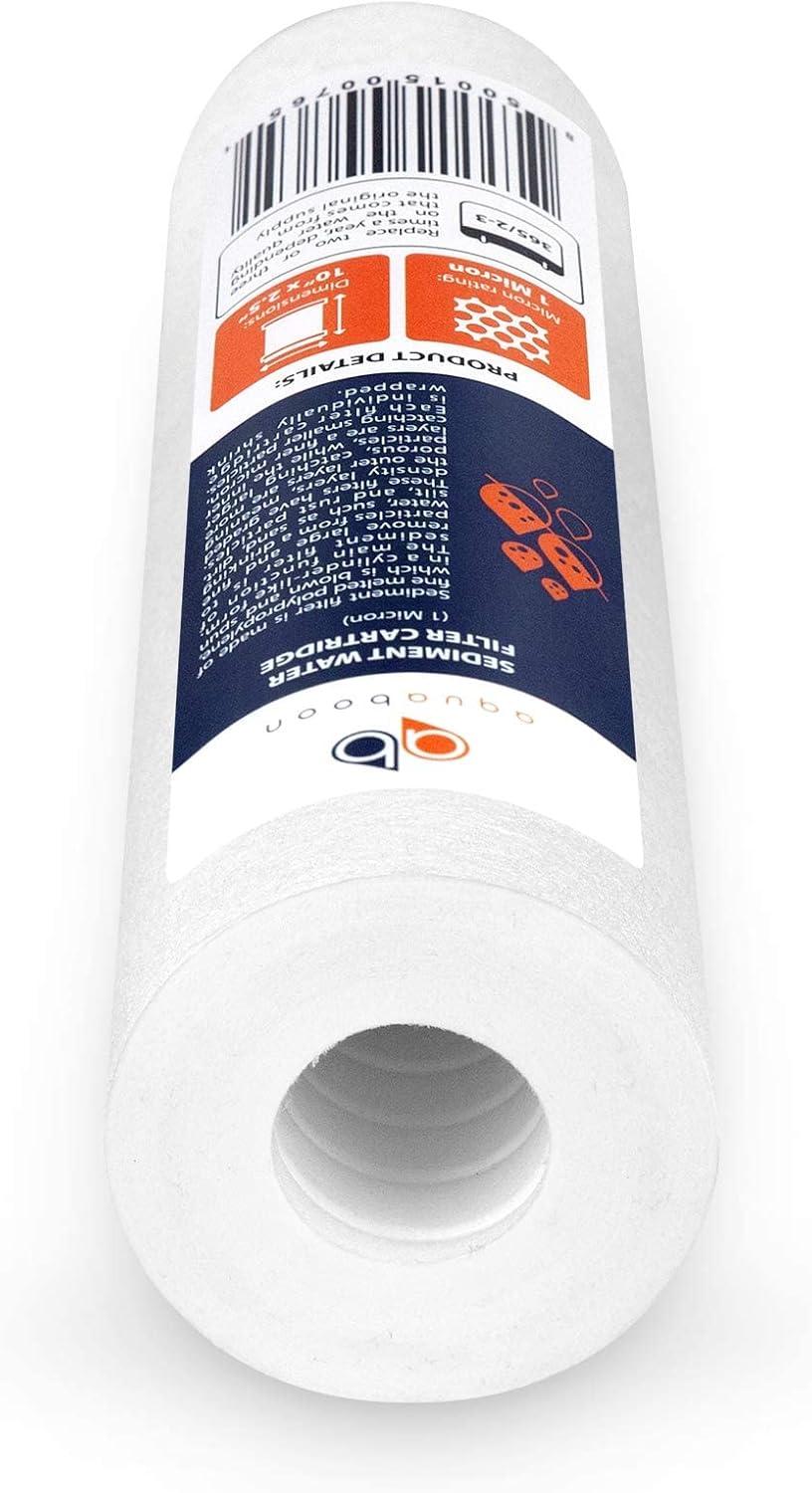 Aquaboon 6-Pack of 1 Micron 10" Sediment Water Filter Replacement Cartridge for Any Standard RO Unit | Whole House Sediment Filtration | Compatible with DuPont WFPFC5002, Pentek DGD series, RFC