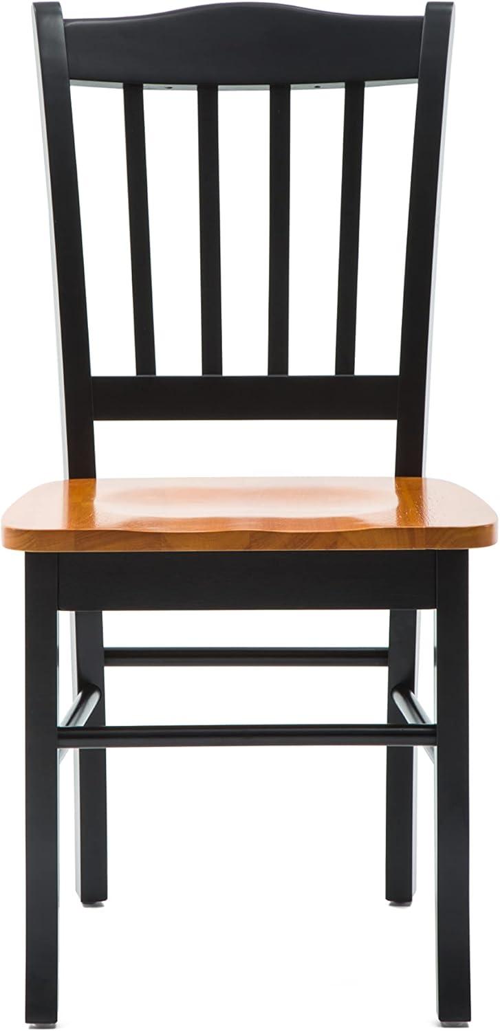 Set of 2 Shaker Wood Dining Chairs Black/Oak - Boraam: Rubberwood, Farmhouse Style, 300lbs Capacity