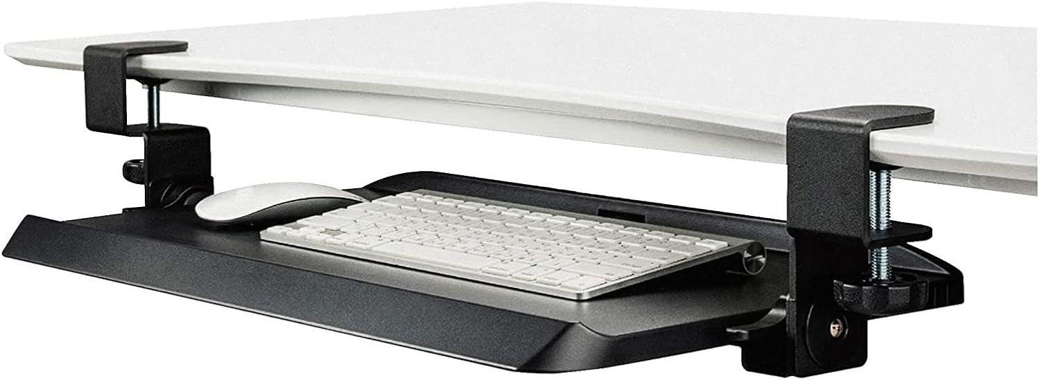 Adjustable Black Desk Mount Tilting Keyboard Tray