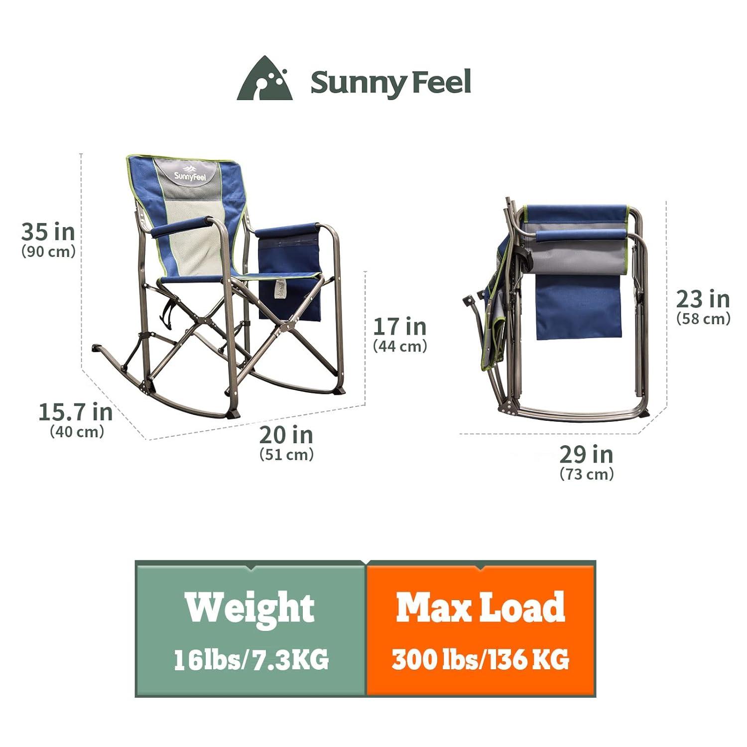 SUNNYFEEL Camping Directors Chair, Heavy Duty,Oversized Portable Folding Chair with Side Table, Pocket for Beach, Fishing,Trip,Picnic,Lawn,Concert Outdoor Foldable Camp Chairs