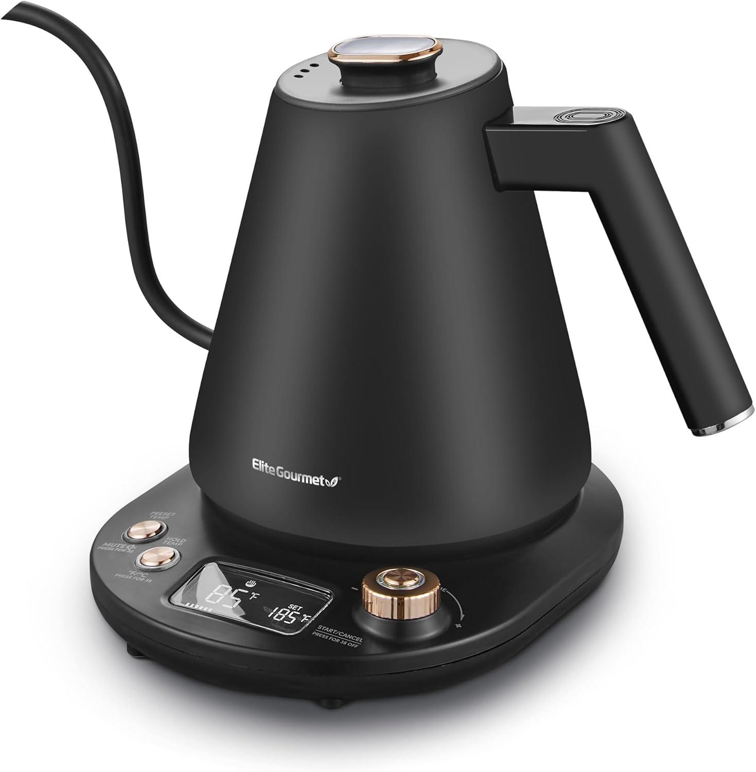 Elite Matte Black 1L Digital Gooseneck Electric Kettle