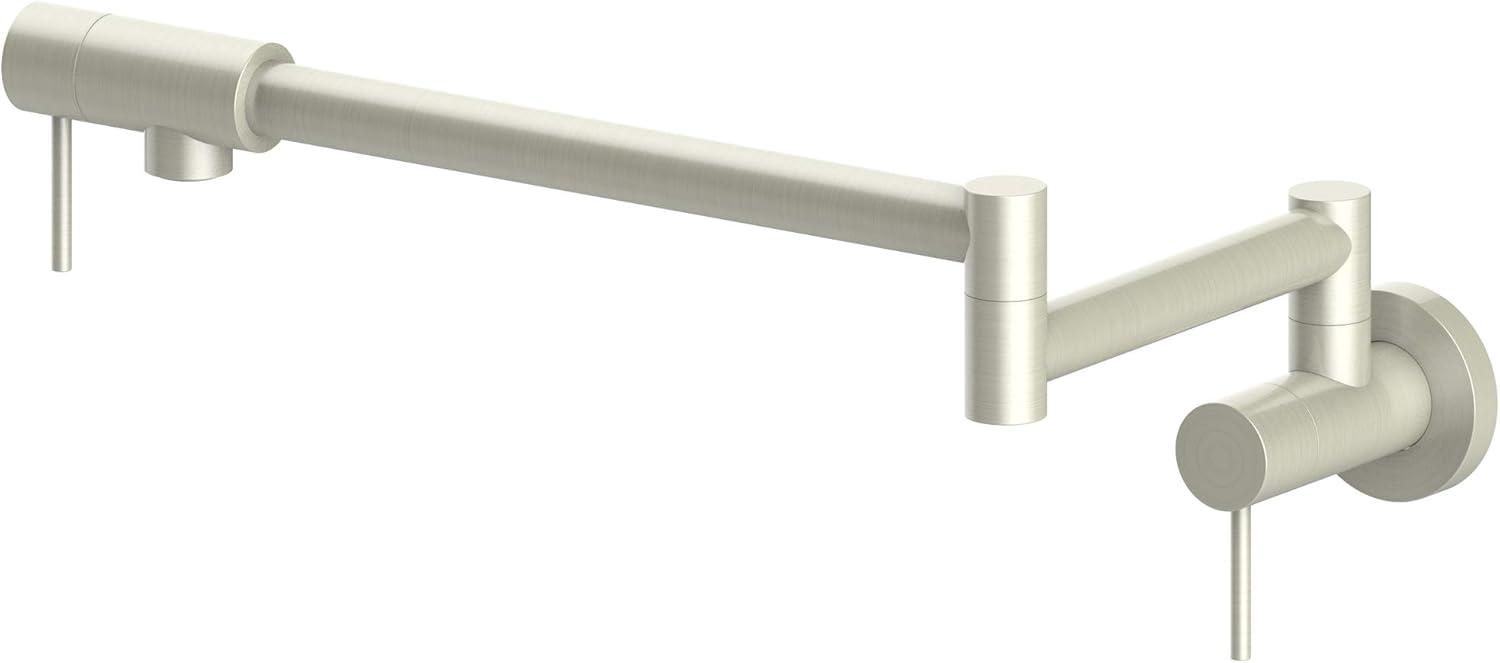 Gemini Brushed Nickel Wall-Mounted Pot Filler Faucet