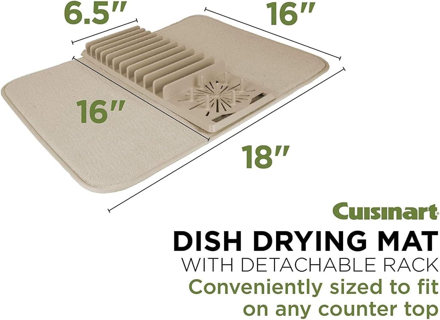 Gray Polyester Dish Drying Mat with Removable Rack