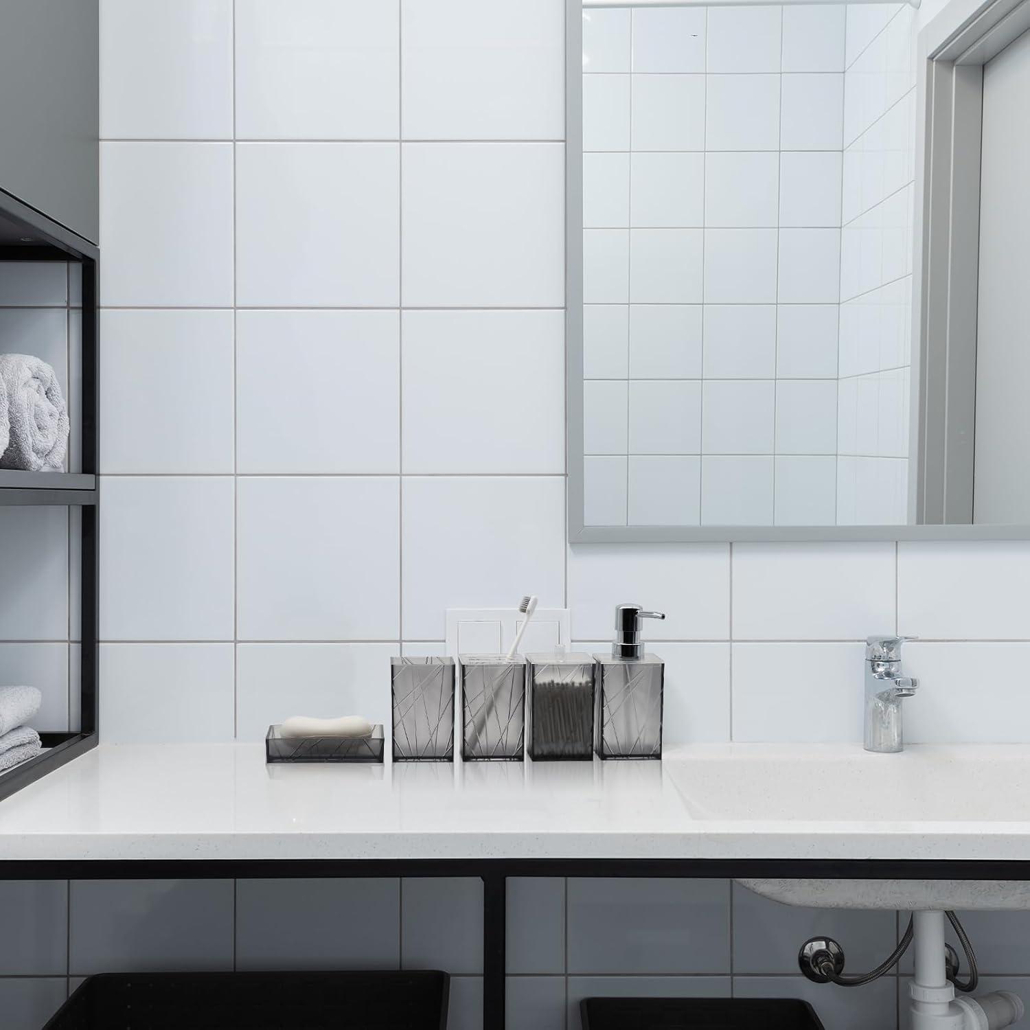 Home-Complete 6-Pc Bathroom Accessories Set, White