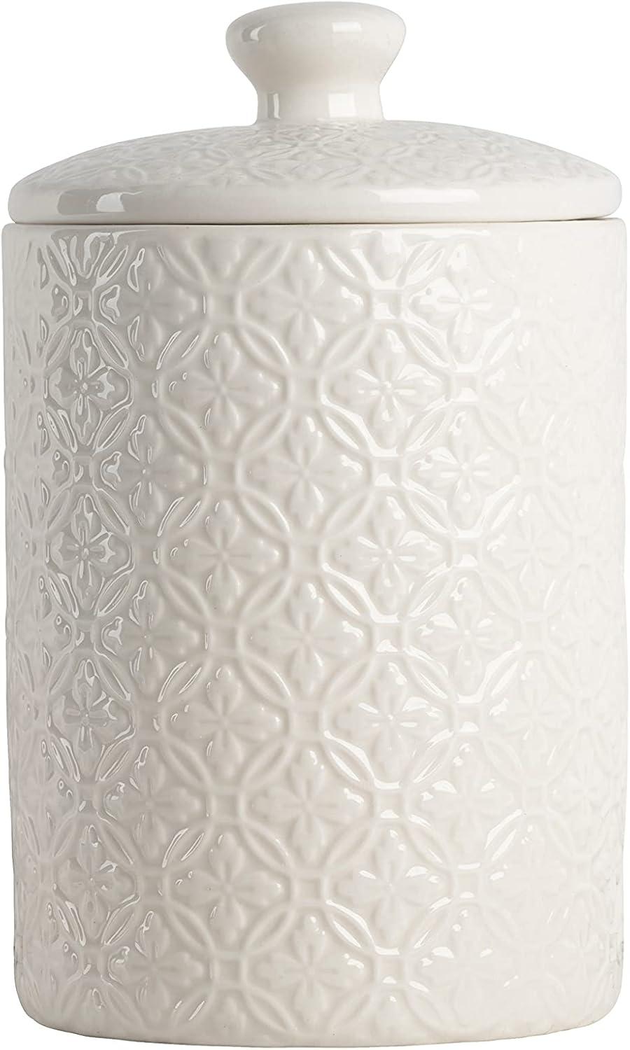 10 Strawberry Street Hampton Embossed 3 Piece Ceramic Canister Set, White