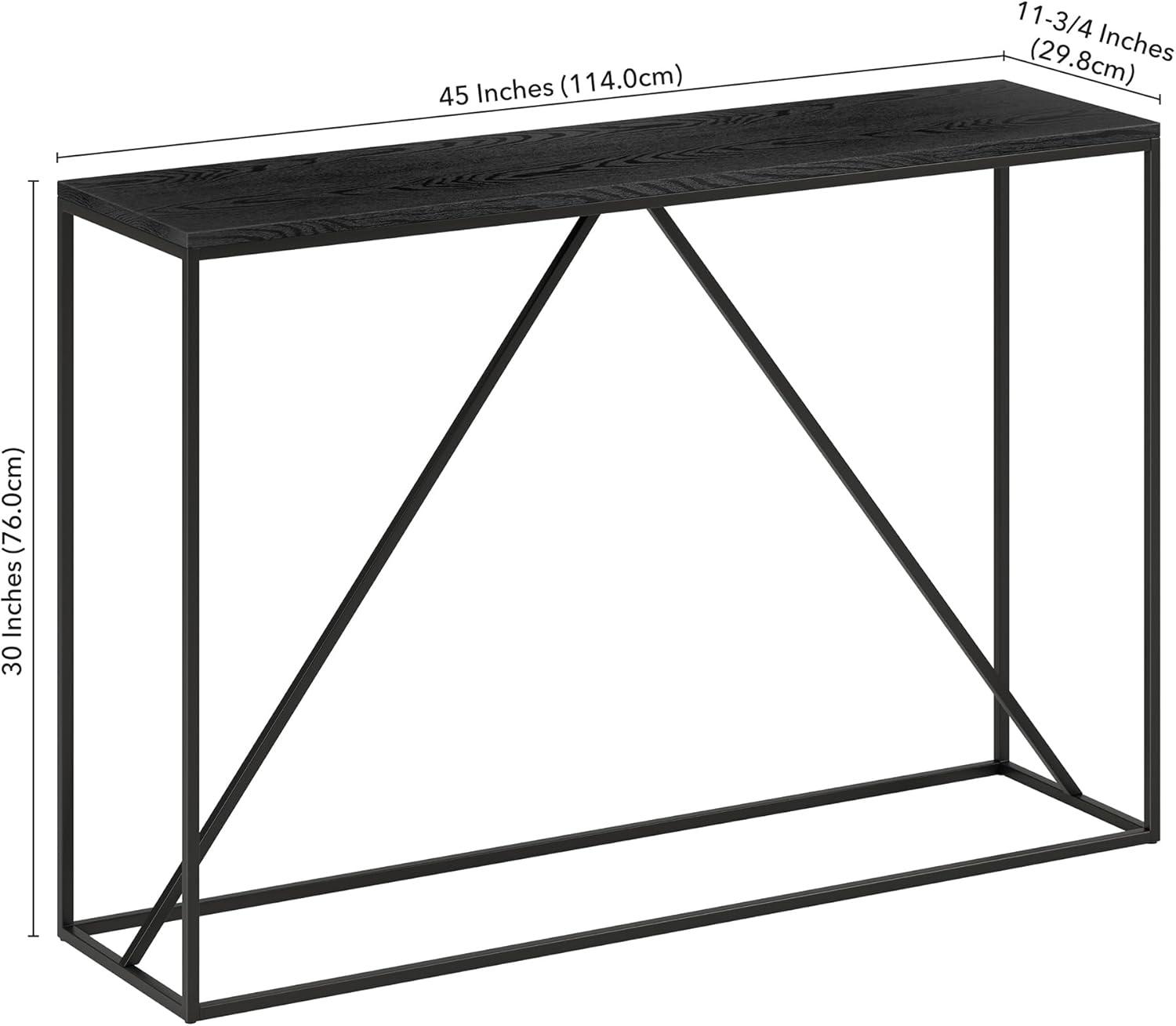 Evelyn&Zoe Nia 45" Wide Rectangular Console Table, Blackened Bronze/Black Grain