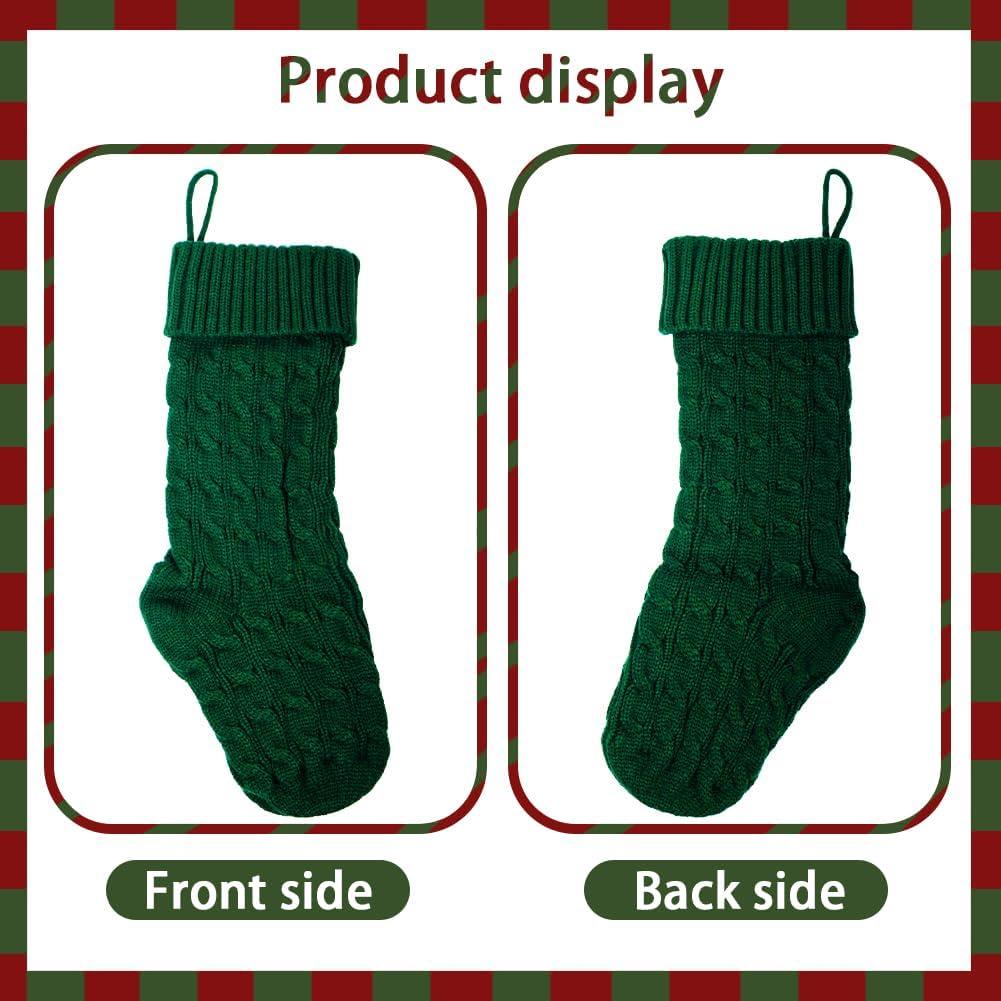 Dengmore Christmas Stockings 18 Inches Knitted Christmas Stockings Fireplace Hanging Gift Bags Monogram Xmas Stockings for Kids Family Holiday Party Decoration