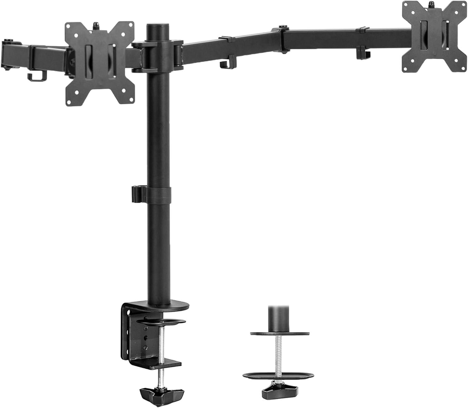 VIVO Black Dual Monitor Adjustable Desk Mount, Fits Ultrawide Screens up to 38"