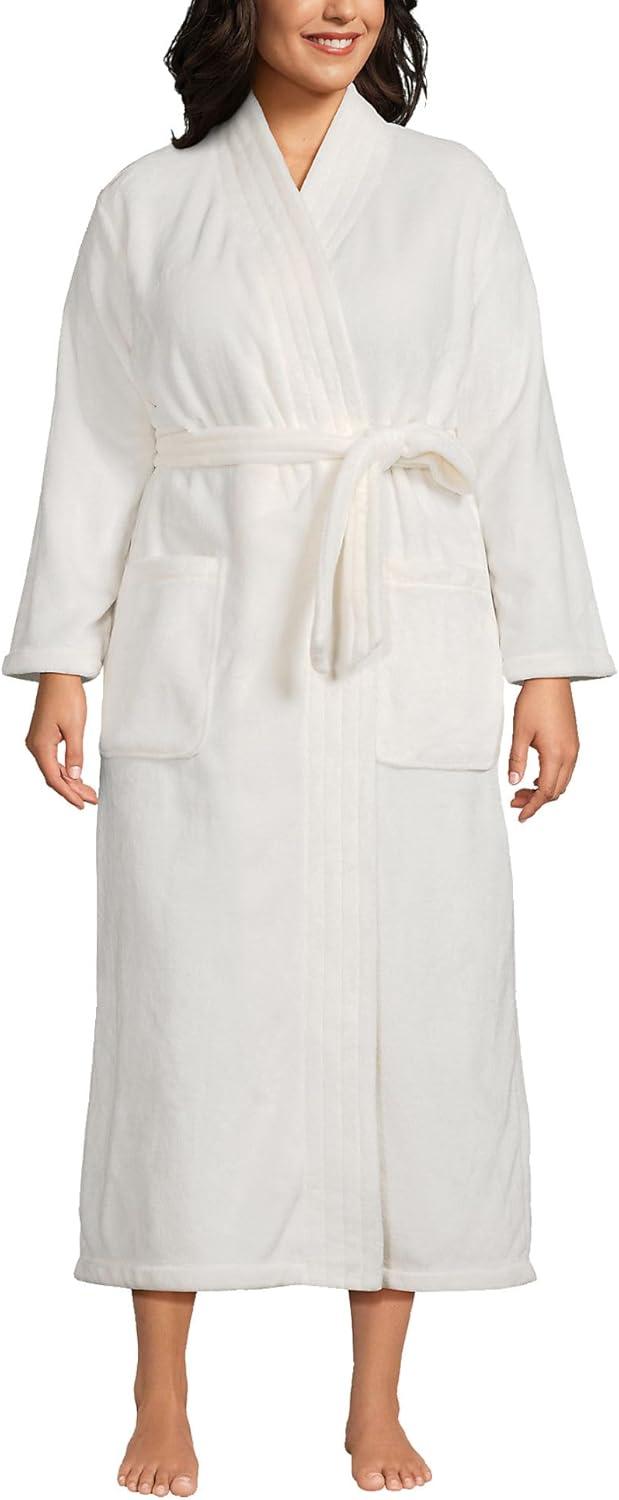 Lands' End Women's Cozy Plush Long Wrap Robe