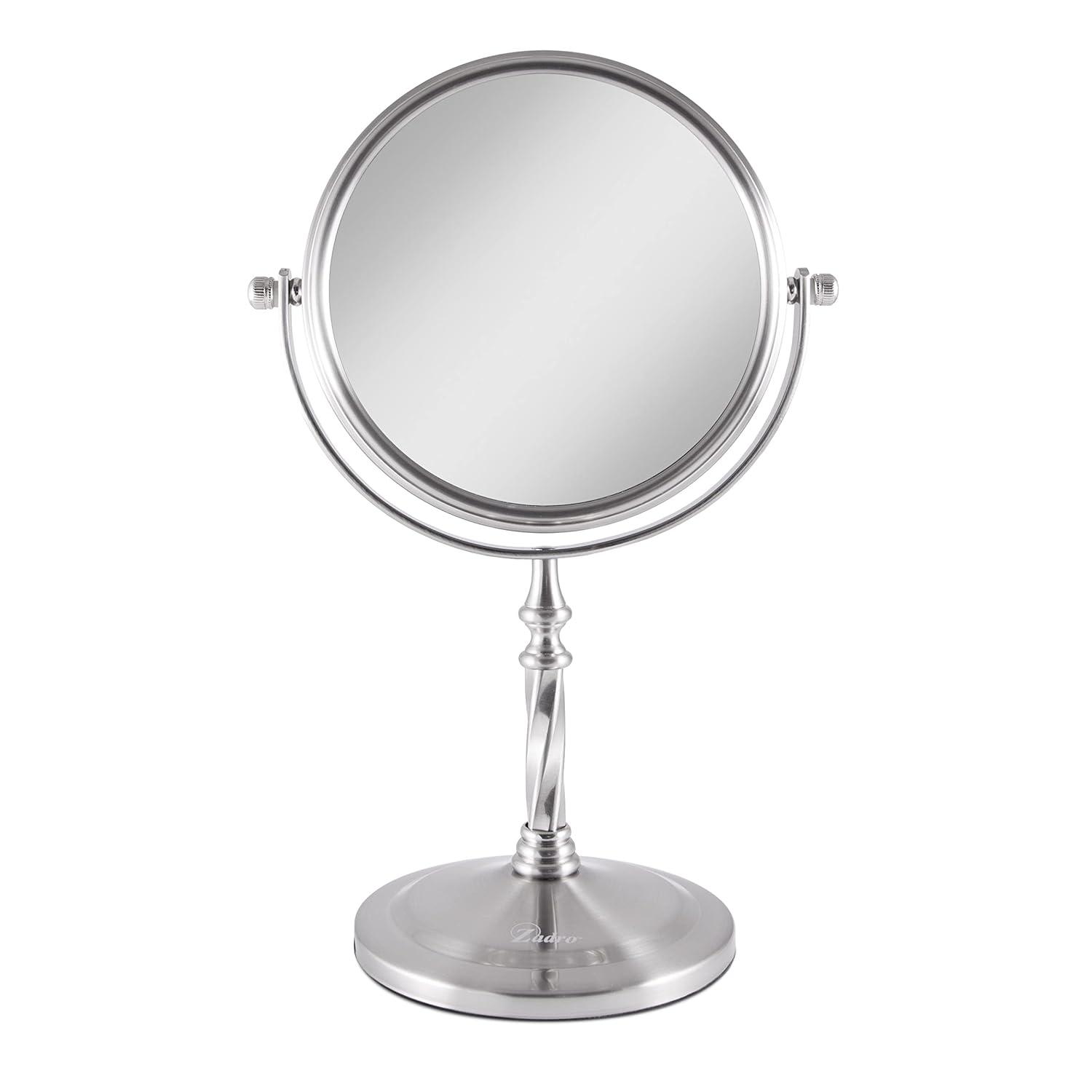 Satin Nickel Round Metal Vanity Makeup Mirror with Swivel Head