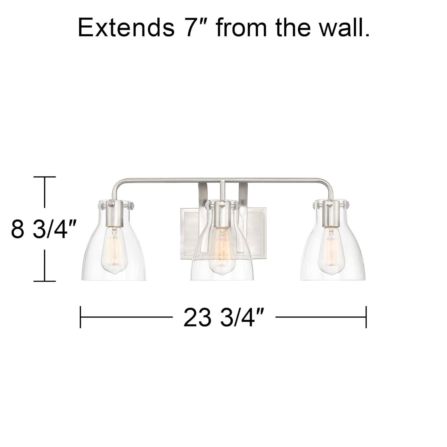 Possini Euro Design Cyn Modern Wall Light Brushed Nickel Hardwire 23 3/4" 3-Light Fixture Clear Glass for Bedroom Bathroom Vanity Living Room Hallway