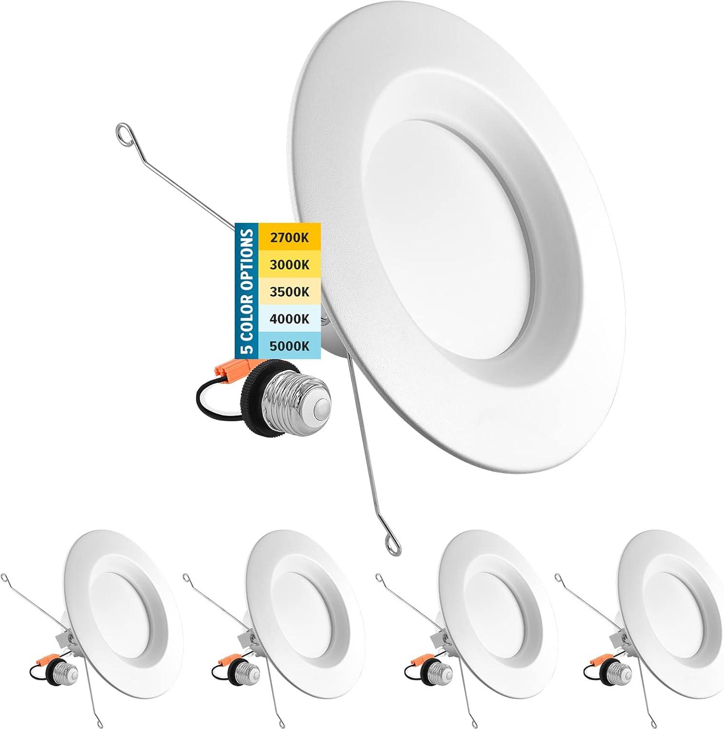 6'' White LED Retrofit Recessed Lighting Kit with Selectable Color Temperature