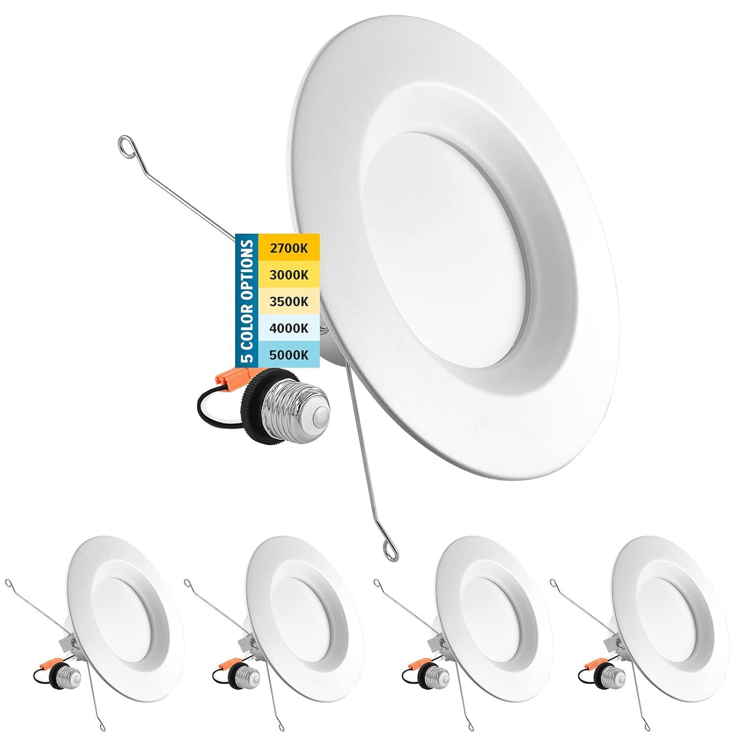 6'' Selectable Color Temperature Dimmable Air-Tight IC Rated LED Retrofit Recessed Lighting Kit