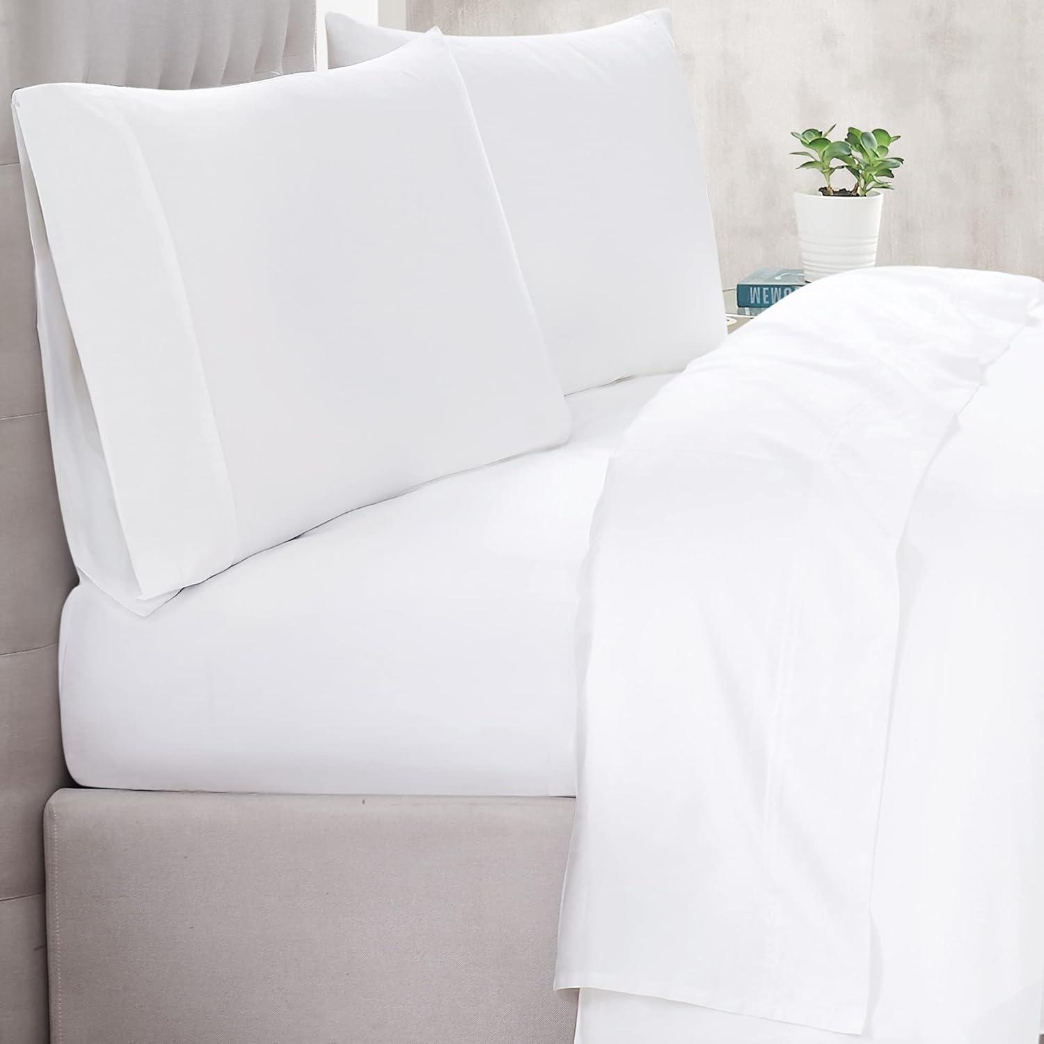 White Cotton Sateen Standard Pillowcase Pair