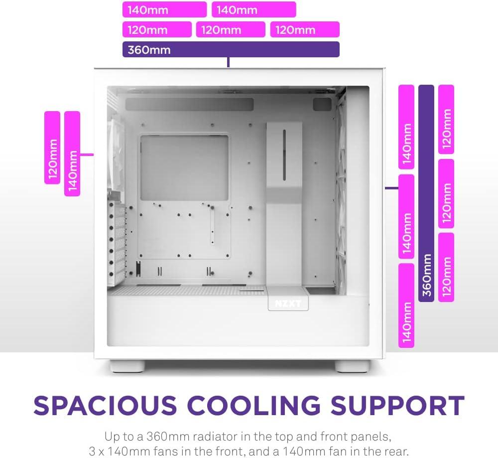 White Mid-Tower ATX Gaming Case with Tempered Glass