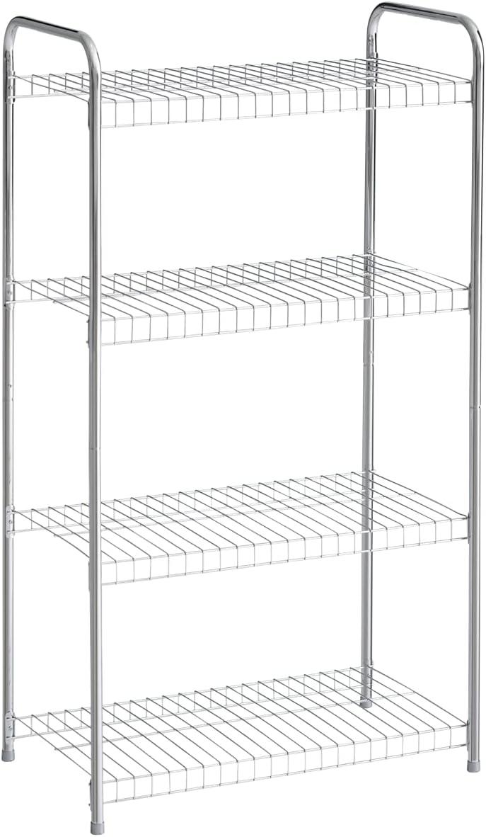 Rubbermaid Rubbermaid Freestanding 4-Tier Multipurpose Wire Shelving Unit, Satin Nickel